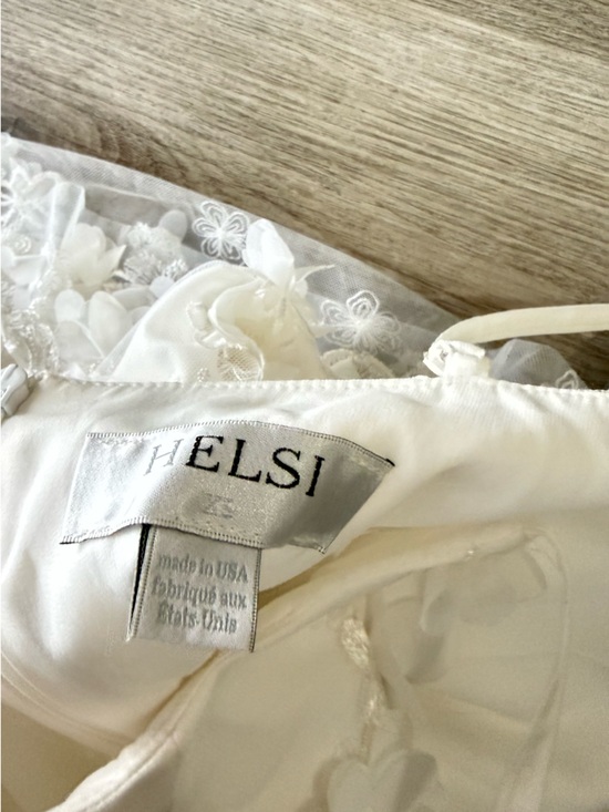 helsi riley off white 3d floral applique deep v-neck fit & flare mini dress XS - Picture 6 of 9